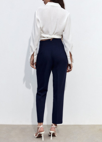 Темно-синие классические демисезонные брюки Zara