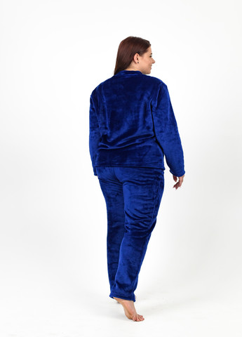 Темно-синяя теплая велюровая пижама для дома больших размеров NEL