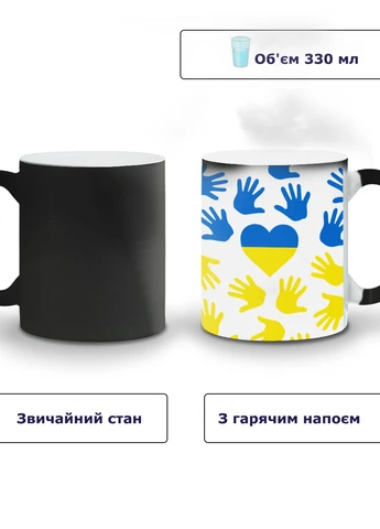 Кружка-хамелеон Підтримую Україну 330мл (93429-3689-wthm) MobiPrint (259887702)