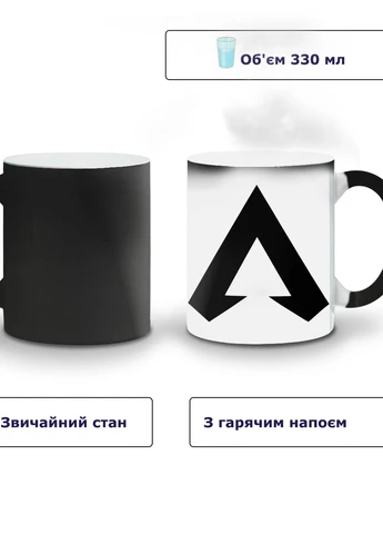Кружка-хамелеон Апекс леджендс, логотип (Apex Legends logo) 330мл (93429-3495-wthm) MobiPrint (259886685)