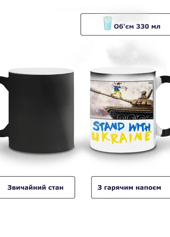 Кружка-хамелеон Підтримую Україну 330мл (93429-3686-wthm) MobiPrint (259886721)