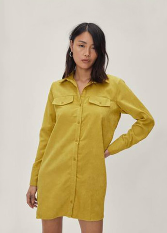 Желтое кэжуал платье-рубашка из вельвета Nasty Gal однотонное