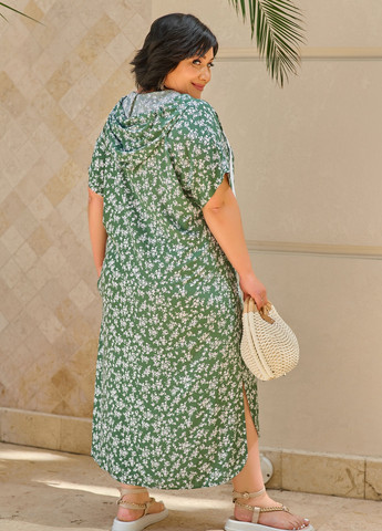 Оливковое (хаки) кэжуал сукня Minova с цветочным принтом