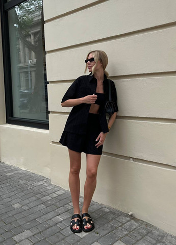 Жіночий літній костюм мереживний (шорти та сорочка з коротким рукавом) ZF inspire (259792891)