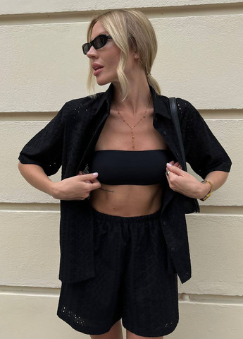 Жіночий літній костюм мереживний (шорти та сорочка з коротким рукавом) ZF inspire (259792891)