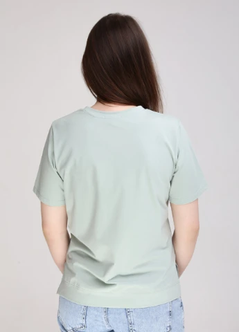 Футболка женская зеленая прямая с цветами JEANSclub Прямая - (259793948)
