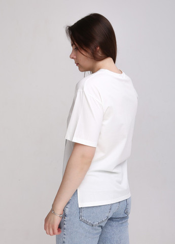 Молочна всесезон футболка жіноча молочна пряма силует кота з коротким рукавом JEANSclub Прямая