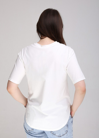 Молочна всесезон футболка жіноча молочна пряма з принтом з коротким рукавом JEANSclub Прямая