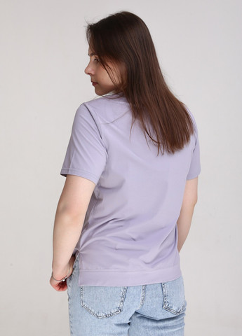 Фиолетовая всесезон футболка женская фиолетовая прямая с разрезами и принтом с коротким рукавом JEANSclub Прямая