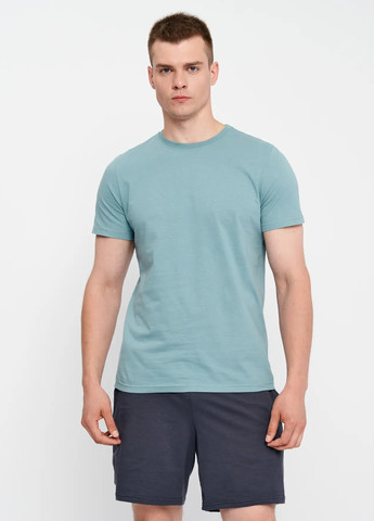 Серо-голубая футболка мужская с коротким рукавом Роза