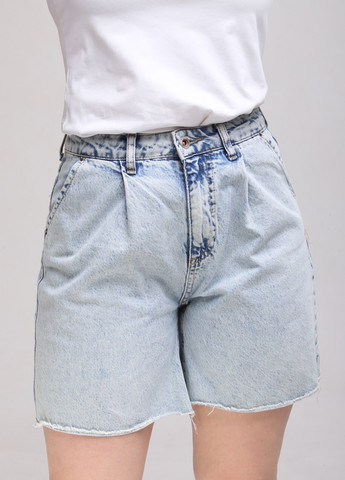 Шорты джинсовые женские голубые с защипами Cracpot Бермуды (259815970)