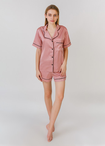 Пудровая всесезон пижама женская рубашка + шорты Serenade