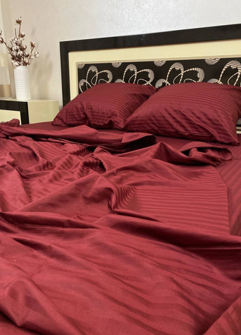 Комплект постельного белья Satin Stripe Bordo бордовый 100% хлопок 215х150 см полуторный No Brand (259942515)