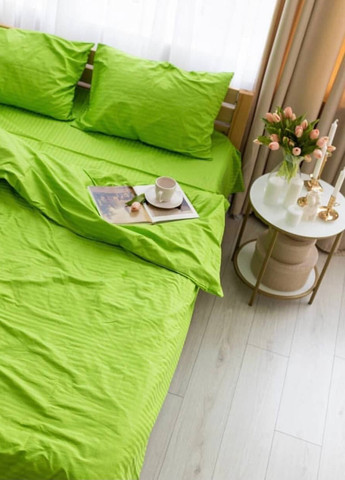 Комплект постільної білизни Satin Stripe Light green 100% бавовна 220х200 см євро No Brand (259942523)
