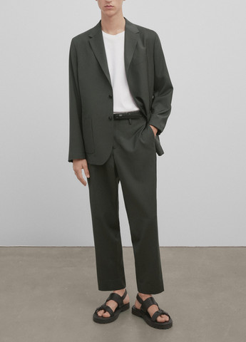 Зеленые классические демисезонные брюки Massimo Dutti