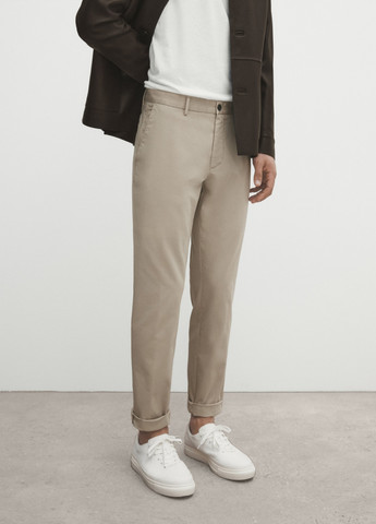 Бежевые классические демисезонные брюки Massimo Dutti