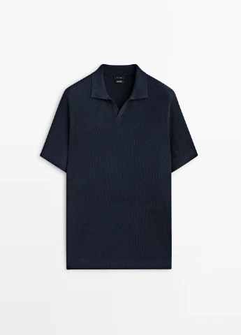 Синяя футболка-поло для мужчин Massimo Dutti