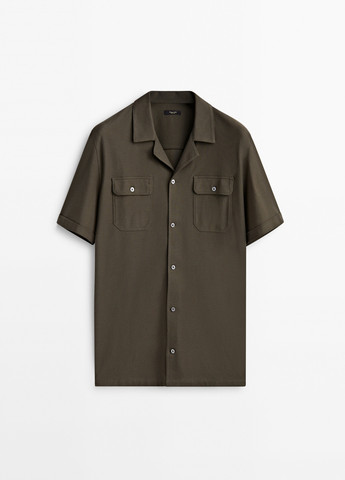 Оливковковая (хаки) повседневный рубашка Massimo Dutti