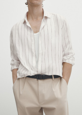 Молочная классическая рубашка Massimo Dutti