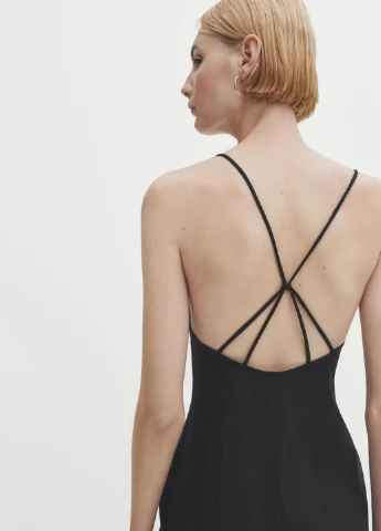 Чорна вечірня сукня Massimo Dutti однотонна