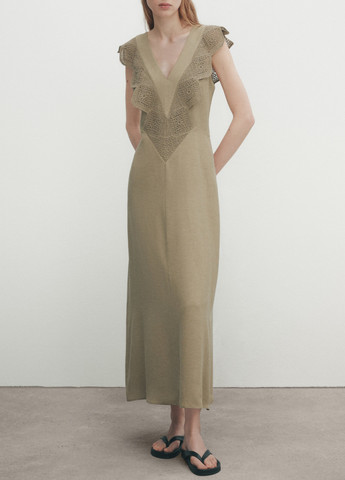 Пісочна святковий сукня Massimo Dutti однотонна