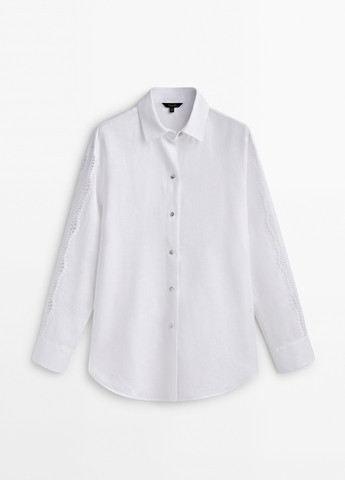 Белая праздничный рубашка однотонная Massimo Dutti