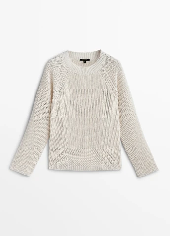 Молочний демісезонний светр Massimo Dutti
