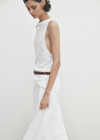 Белая повседневный однотонная юбка Massimo Dutti