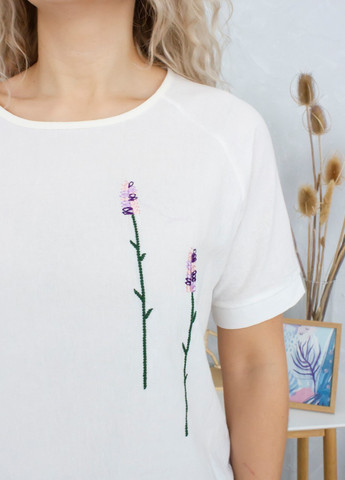 Молочна літня блуза-футболка жіноча молочна тонка JEANSclub Прямая