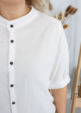 Молочная летняя блуза женская молочная на пуговицах тонкая JEANSclub Прямая