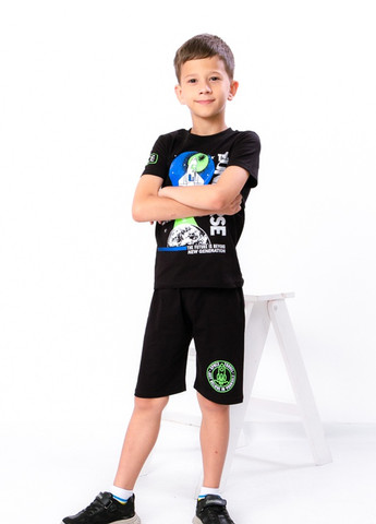 Черный демисезонный комплект для хлопчика (футболка+шорти) чорний носи своє (6386-001-33-v0) Носи своє