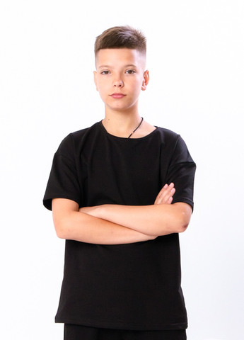 Черная летняя футболка хлопчика (підліткова) чорний носи своє (6263-057-v11) Носи своє