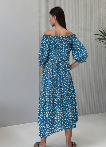 Синя повсякденний сукня Liton з квітковим принтом