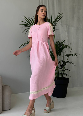 Розовое повседневный платье Liton однотонное