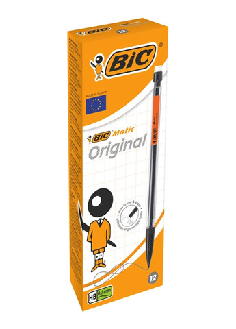 Набір механічних олівців Matic Original 0.7 мм HB з гумкою 12 шт Bic 3086126604596 (259967239)