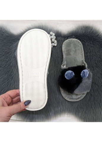 Тапочки жіночі домашні з хутром та вушками з відкритим носком Lion (259962125)