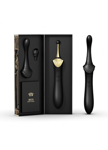 Вагінально-кліторальний вібратор — Bess Obsidian Black, мультифункціональний із насадками Zalo (259968851)