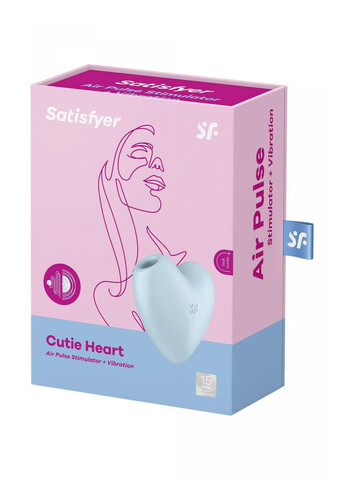 Вакуумный стимулятор-сердечко с вибрацией Cutie Heart Blue Satisfyer (259968566)