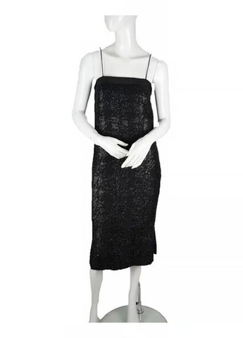 Черное вечернее платье с открытыми плечами Iris & Ink с абстрактным узором