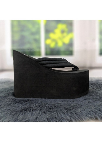 Черные повседневные вьетнамки женские мягкие на высокой платформе Fashion