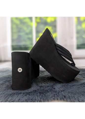 Черные повседневные вьетнамки женские мягкие на высокой платформе Fashion