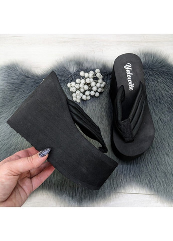 Черные повседневные вьетнамки женские мягкие на высокой платформе Fashion