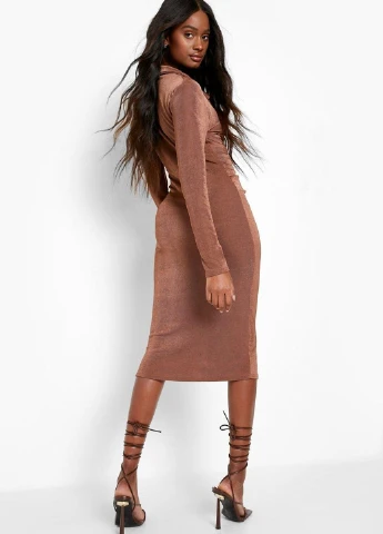 Коричневое платье Boohoo