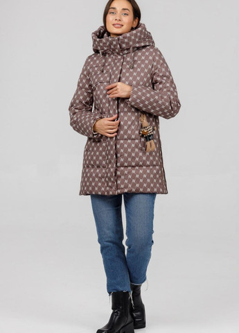 Коричневая демисезонная пуховик-парка молодежная duvetti Lora