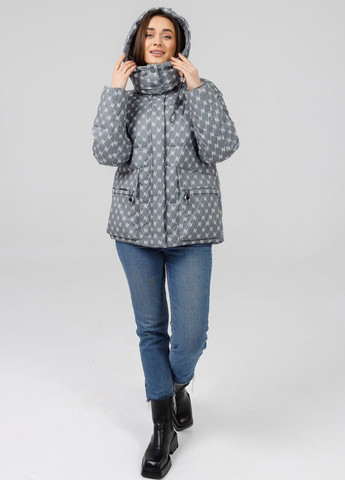 Серая демисезонная куртка-пуховик автоледи duvetti Lora