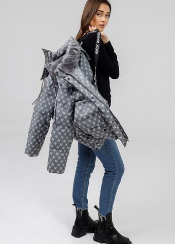 Серая демисезонная куртка-пуховик автоледи duvetti Lora