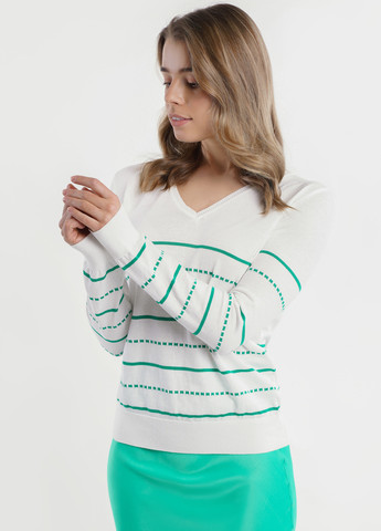 Белый демисезонный пуловер женский Arber V-neck WY1 WTR-132