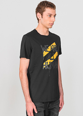 Черная мужская черная футболка с коротким рукавом Antony Morato