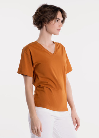 Коричневая летняя футболка женская Arber T-shirt W v-neck