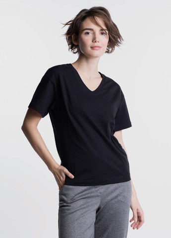 Чорна літня футболка жіноча Arber T-shirt W v-neck